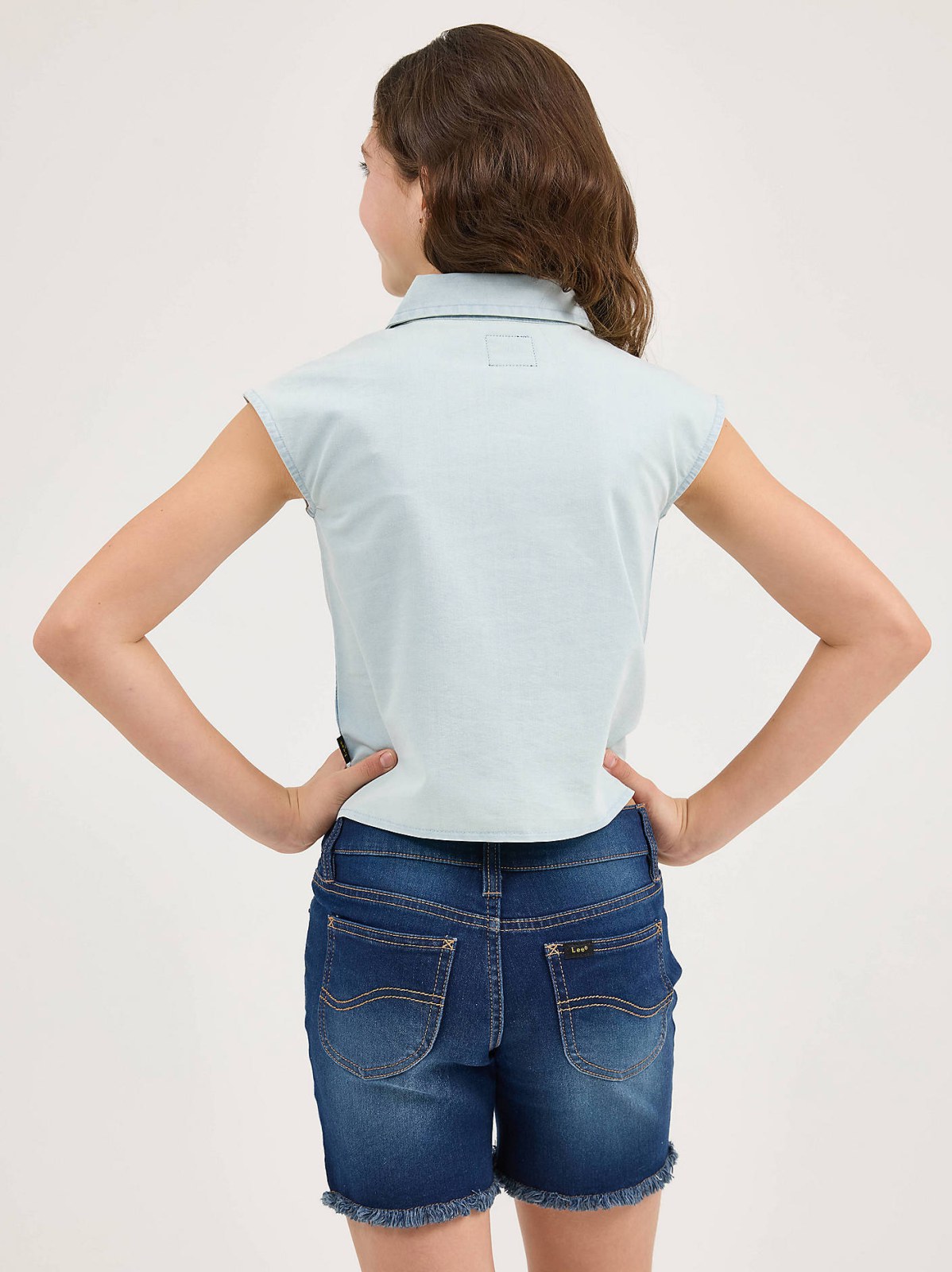 Girl's Tie Front Chambray Shirt - view 2