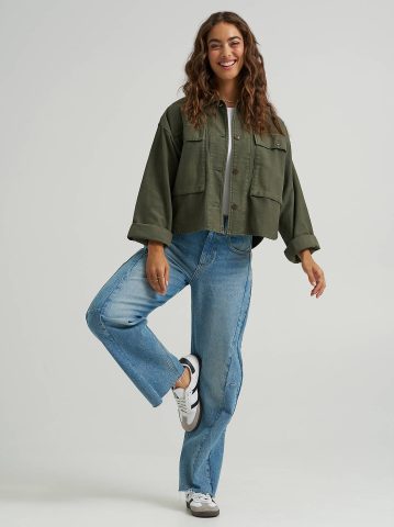 Women's Oversized Double Pocket Utility Overshirt