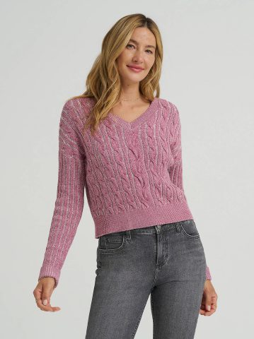 Women's V-Neck Plaited Sweater