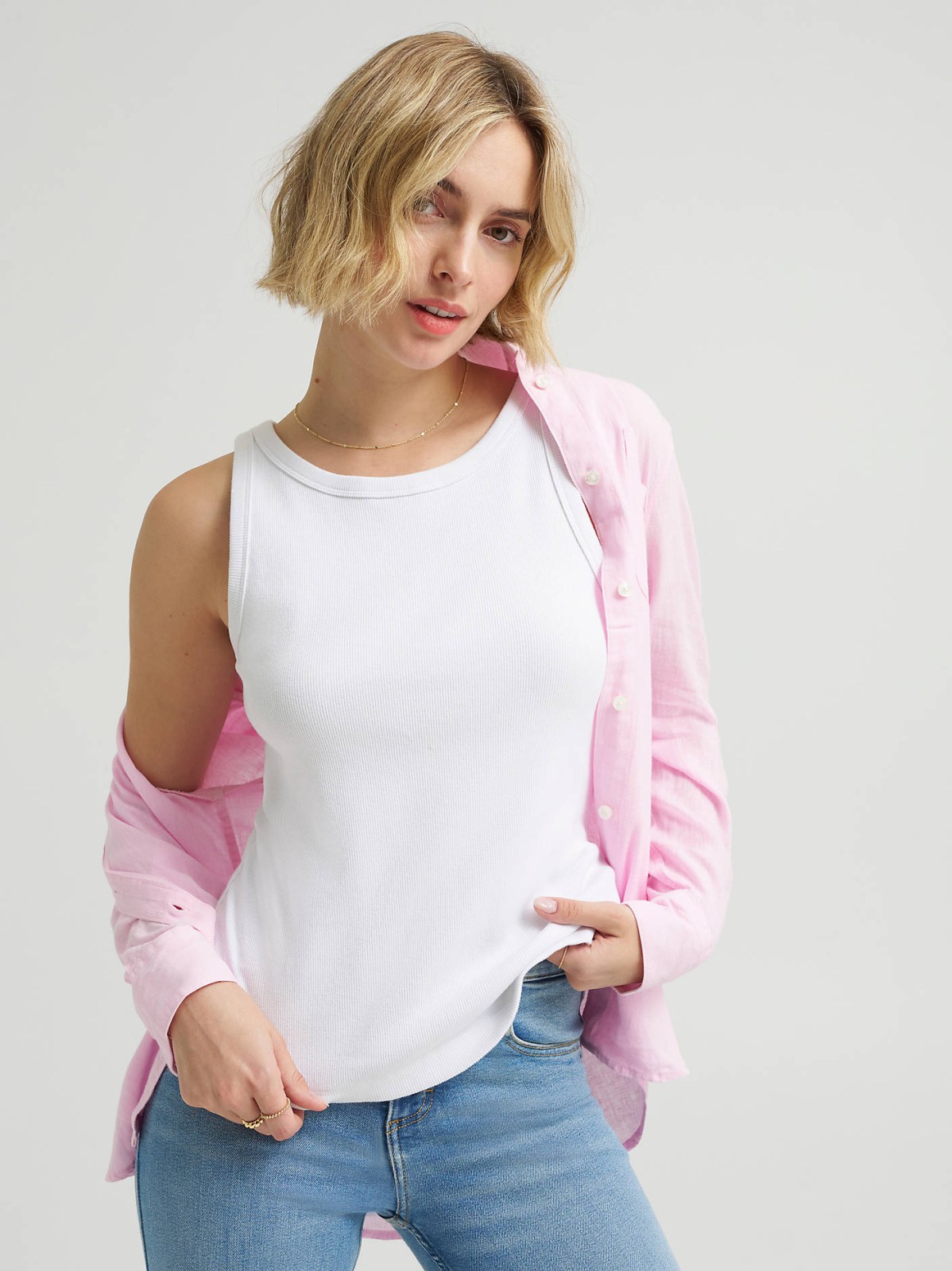 Women's Solid Ribbed Tank Top - view 2