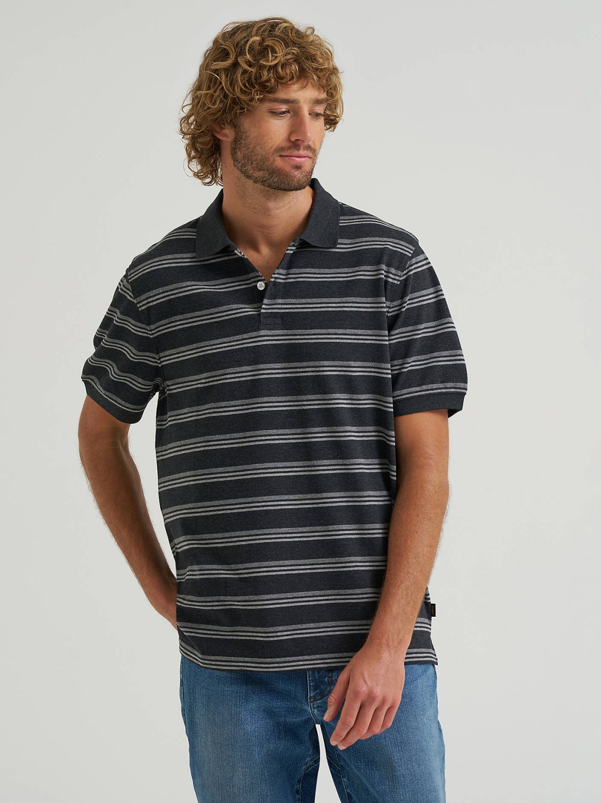 Men's Stripe Mini Pique Polo Shirt