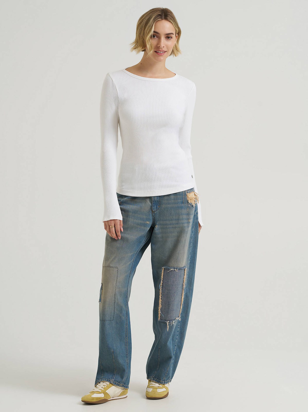 Women's Slit Sleeve Rib Knit Tee - view 4