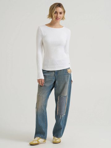 Women's Slit Sleeve Rib Knit Tee