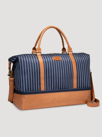 Women's Striped Denim Duffle Bag