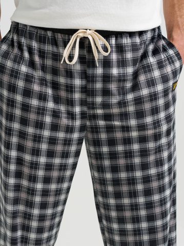 Men's Plaid Lounge Pant with Contrast Waistband
