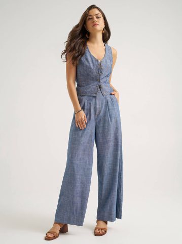 Women's Button Front Tie Vest