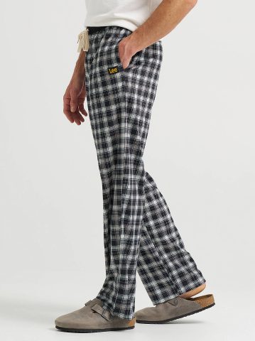 Men's Plaid Lounge Pant with Contrast Waistband