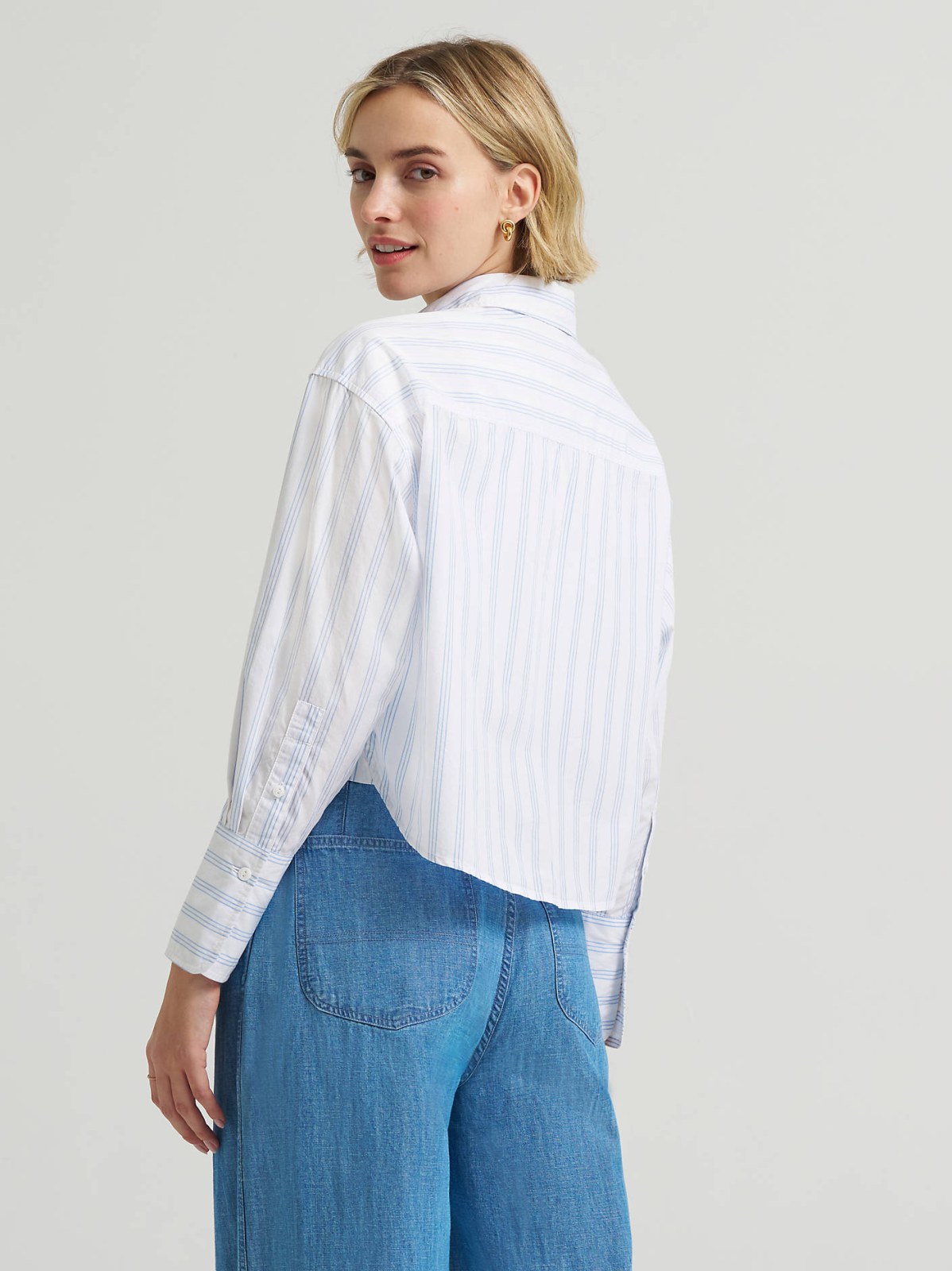 Women's Wide Cuff Stripe Button Down Shirt - view 4