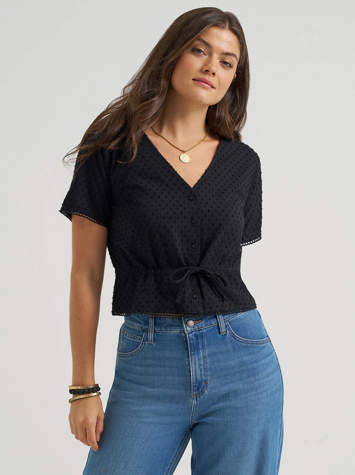 Women's Button Front Tie Top