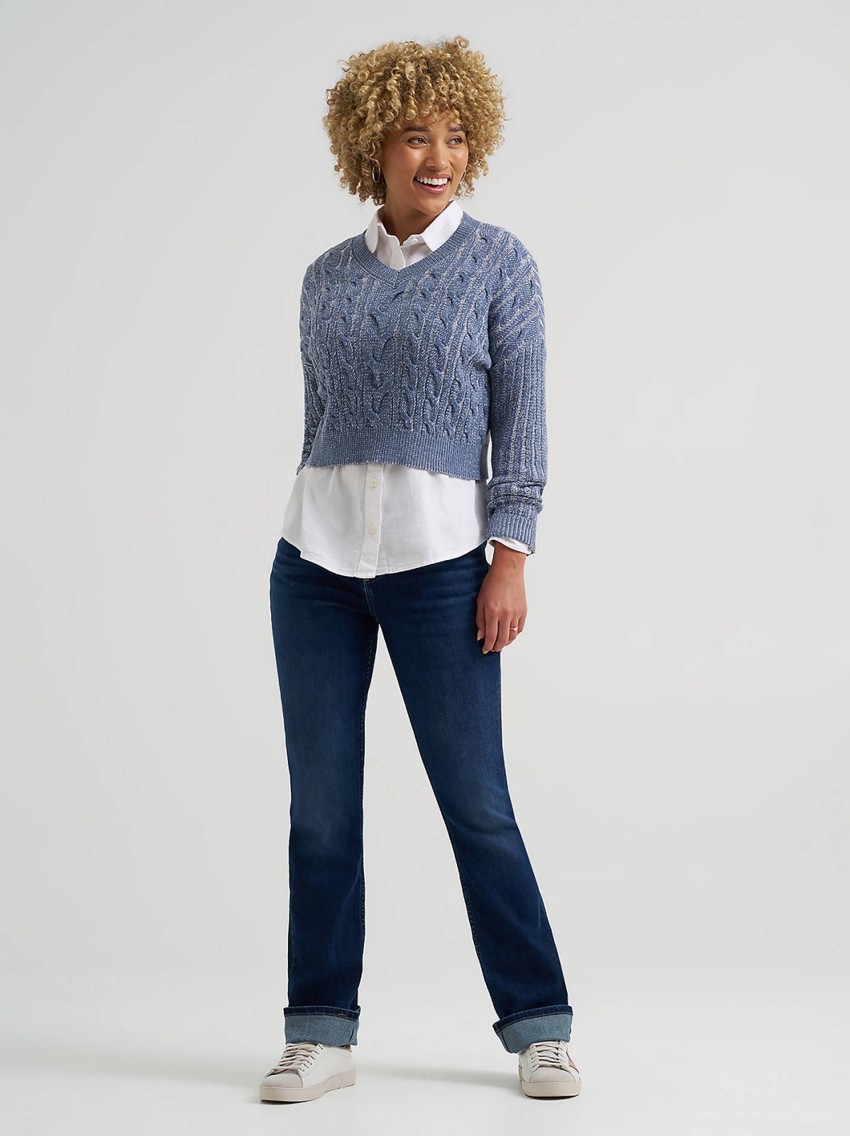 Women's V-Neck Plaited Sweater - view 4