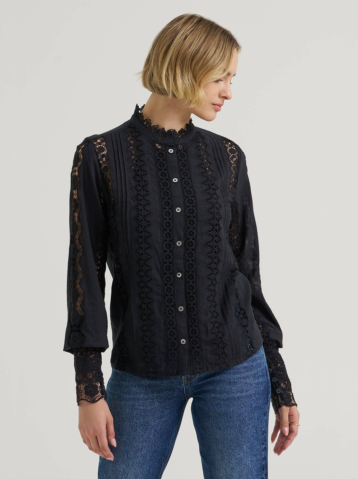 Women's Lace Button Down Blouse - view 5
