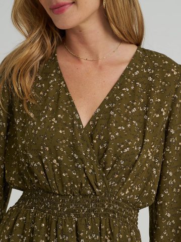 Women's Long Sleeve Floral Ruffle Dress