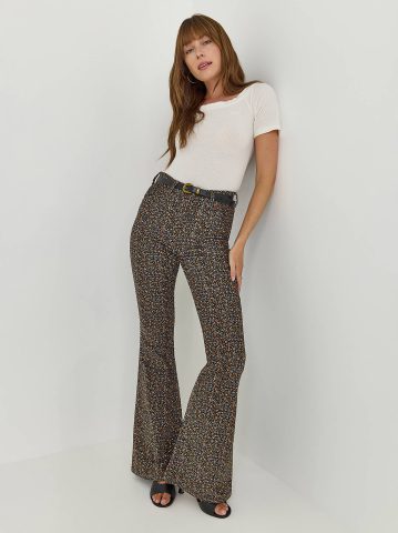 Women's High Rise Floral Print Corduroy Flare Jean Women's High Rise Floral Print Corduroy Flare Jean