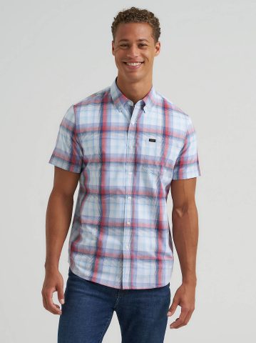 Men's One Pocket Plaid Button Down Shirt
