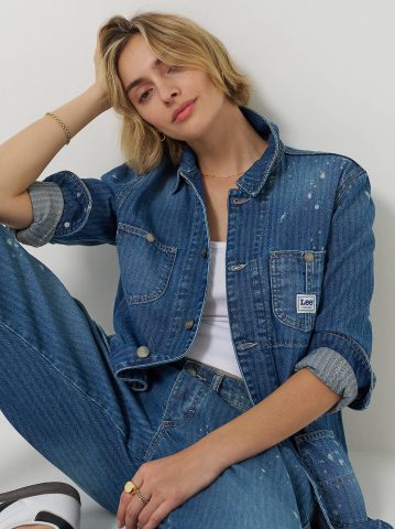 Women's Bleach Splatter Stripe Chore Jacket — alternate view
