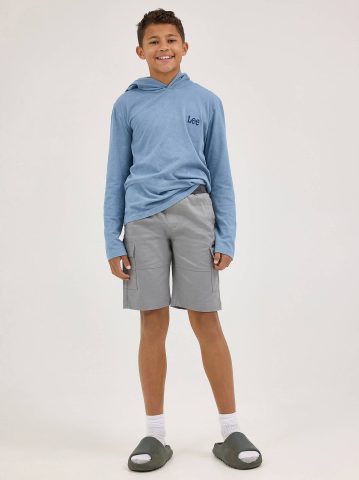 Boy's Oil Wash Hooded Jersey Logo Tee
