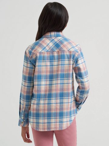 Girl's One Pocket Plaid Flannel Shirt — alternate view