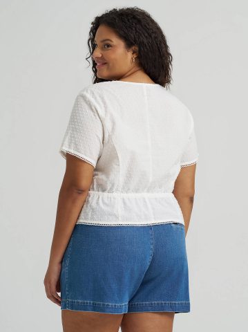Women's Button Front Tie Top (Plus) — alternate view