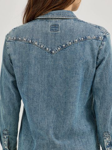 Women's Studded Working Western Denim Shirt