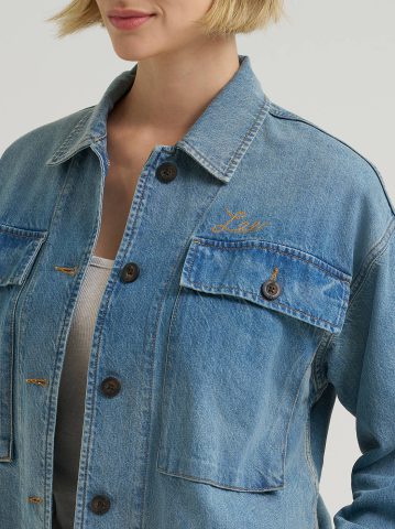 Women's Oversized Double Pocket Utility Overshirt
