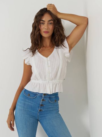 Women's V-Neck Flutter Sleeve Top — alternate view