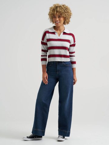 Women's V-Neck Stripe Sweater