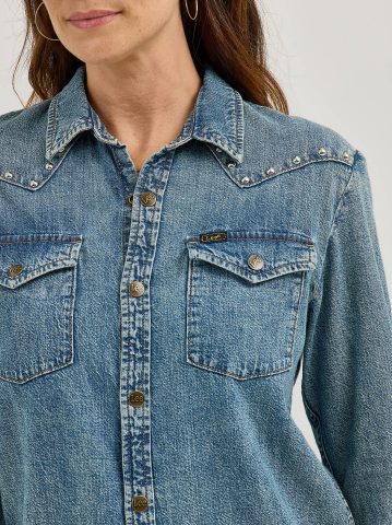 Women's Studded Working Western Denim Shirt