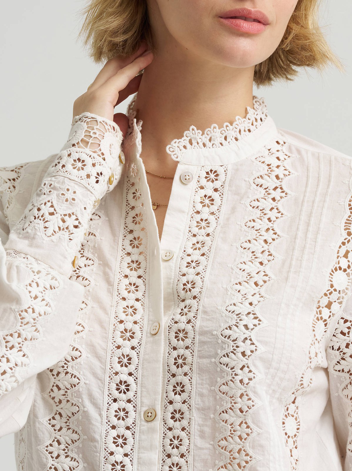 Women's Lace Button Down Blouse - view 6