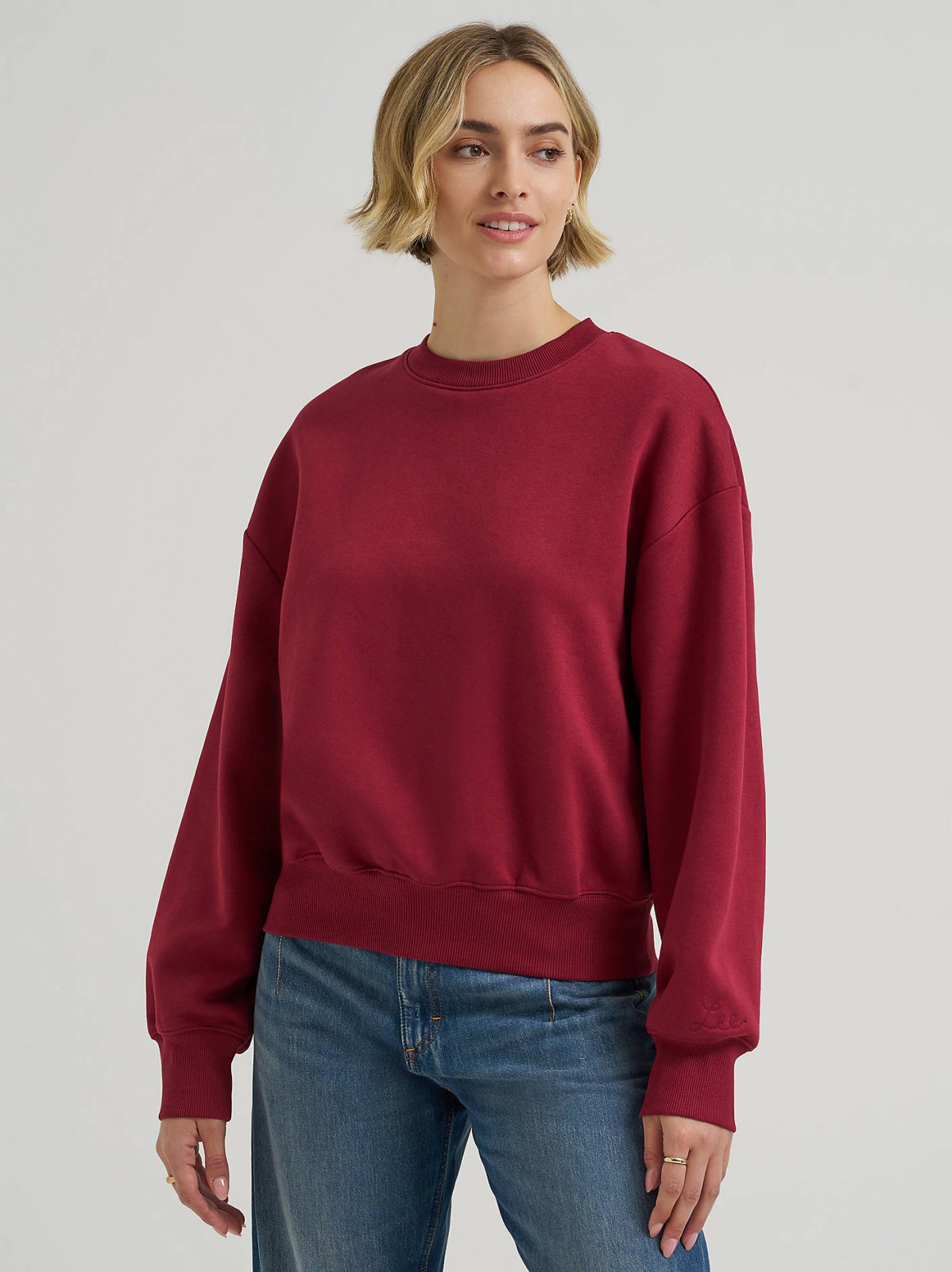 Women's Solid Crew Neck Sweatshirt