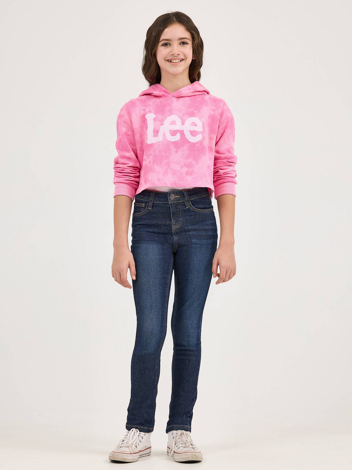 Girl's Tie Dye Crop Logo Hoodie - view 4
