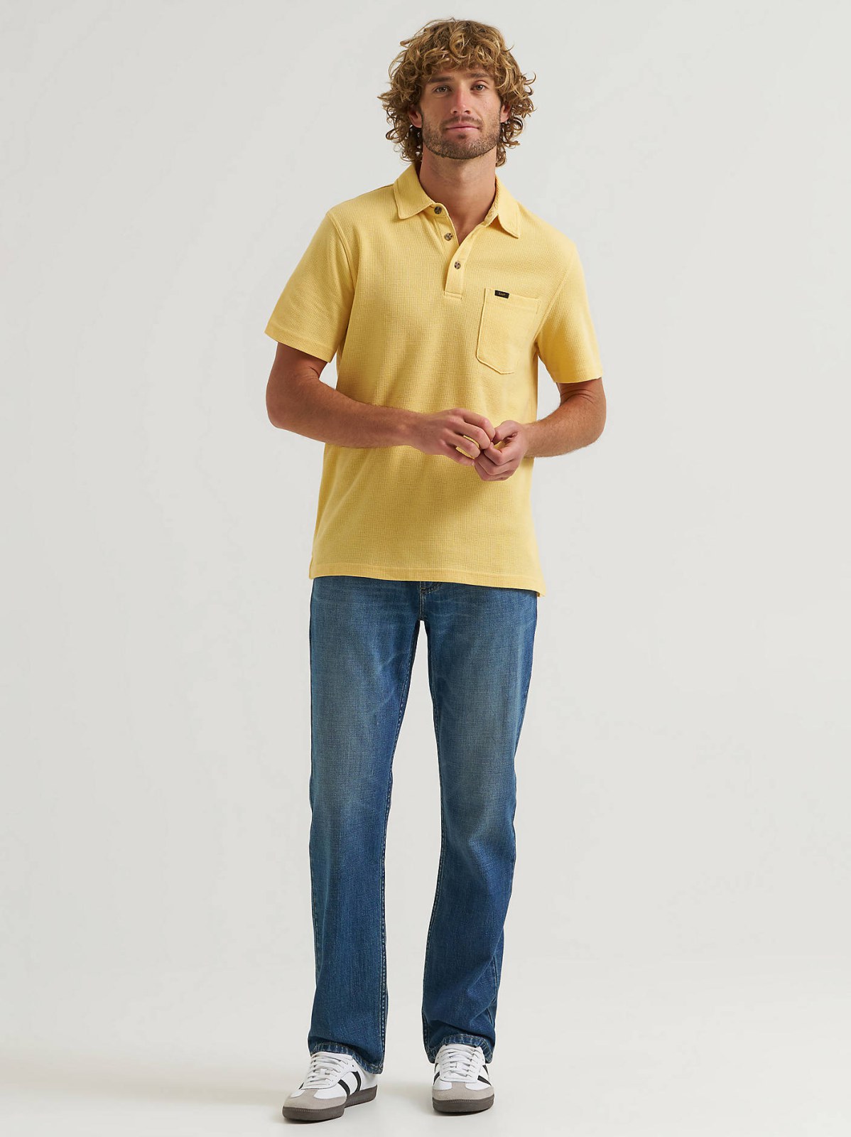 Men's Lightweight Waffle Knit Polo Shirt - view 4