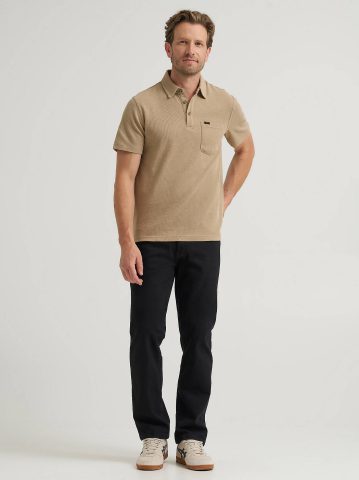 Men's Lightweight Waffle Knit Polo Shirt