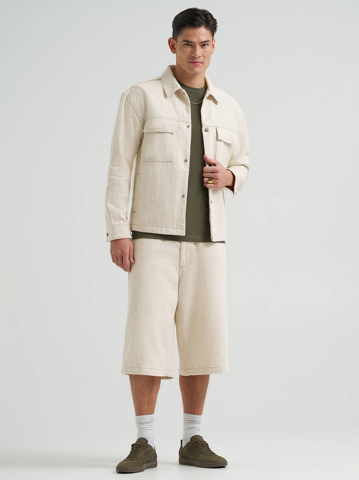 Men's Oversized Jacquard Snap Front Shirt - view 3