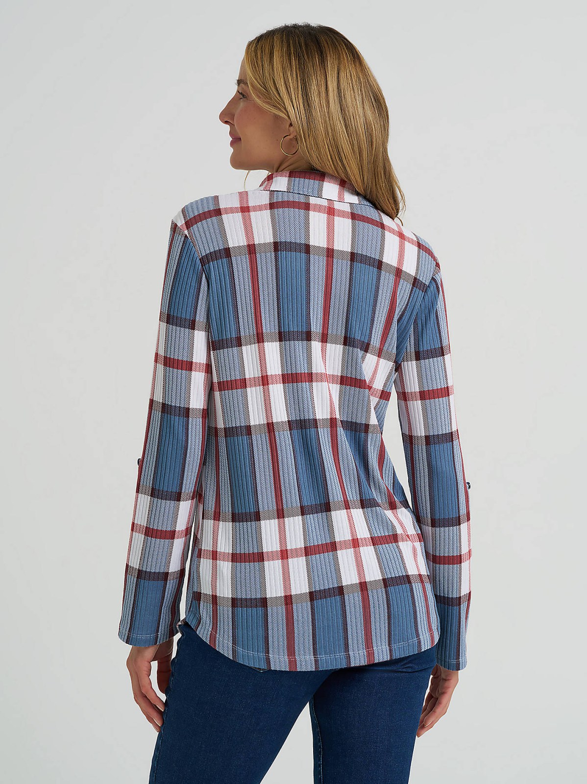 Women's Double Pocket Plaid Button Down Shirt - view 2