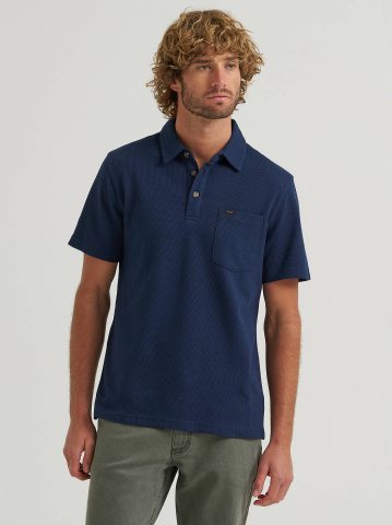 Men's Lightweight Waffle Knit Polo Shirt