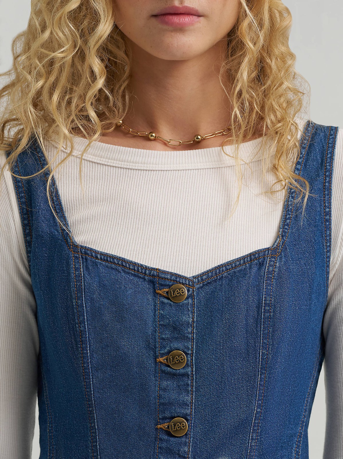 Women's Seamed Denim Mini Dress - view 4