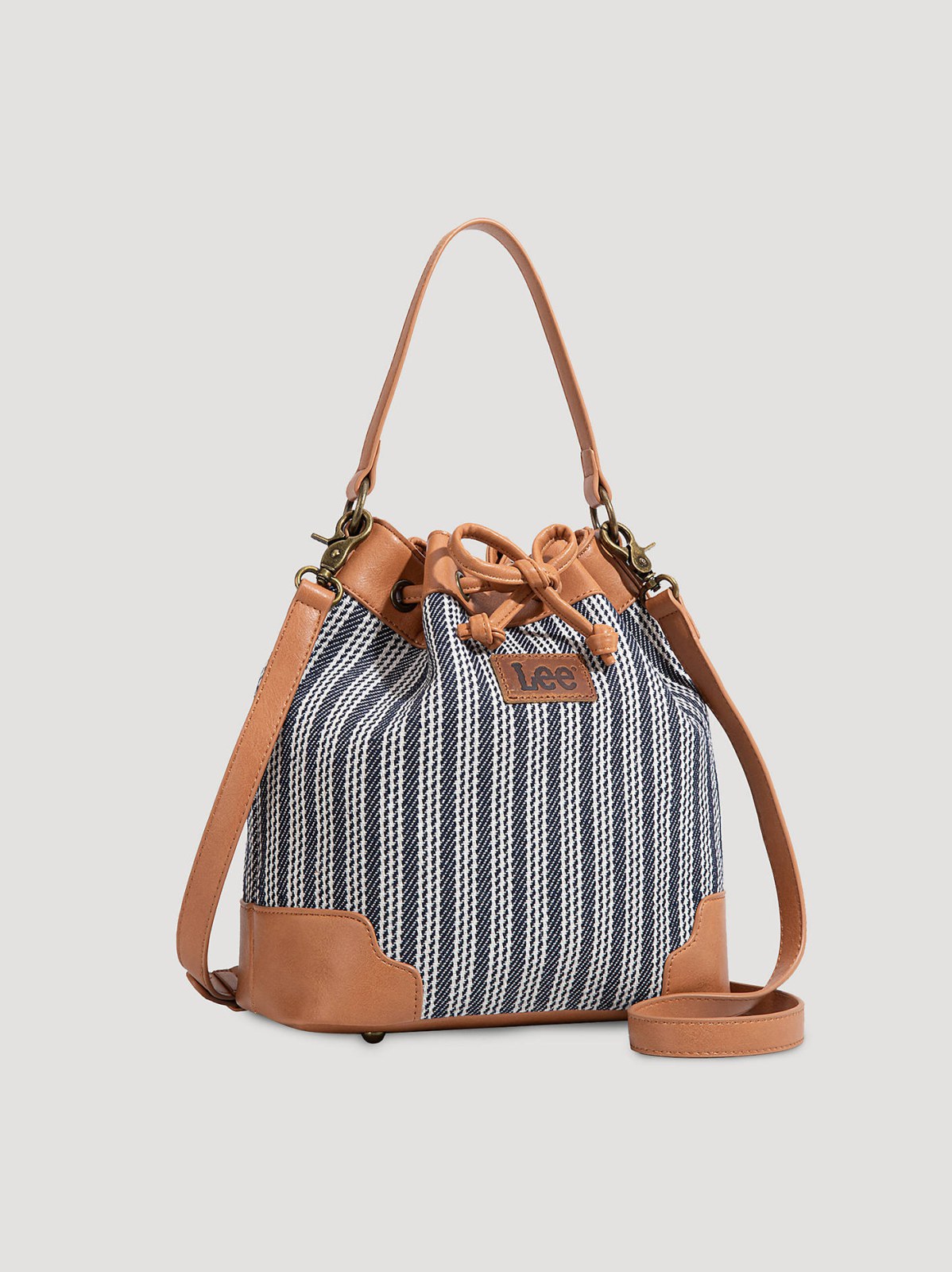 Women's Stripe Canvas Drawstring Bucket Bag - view 2