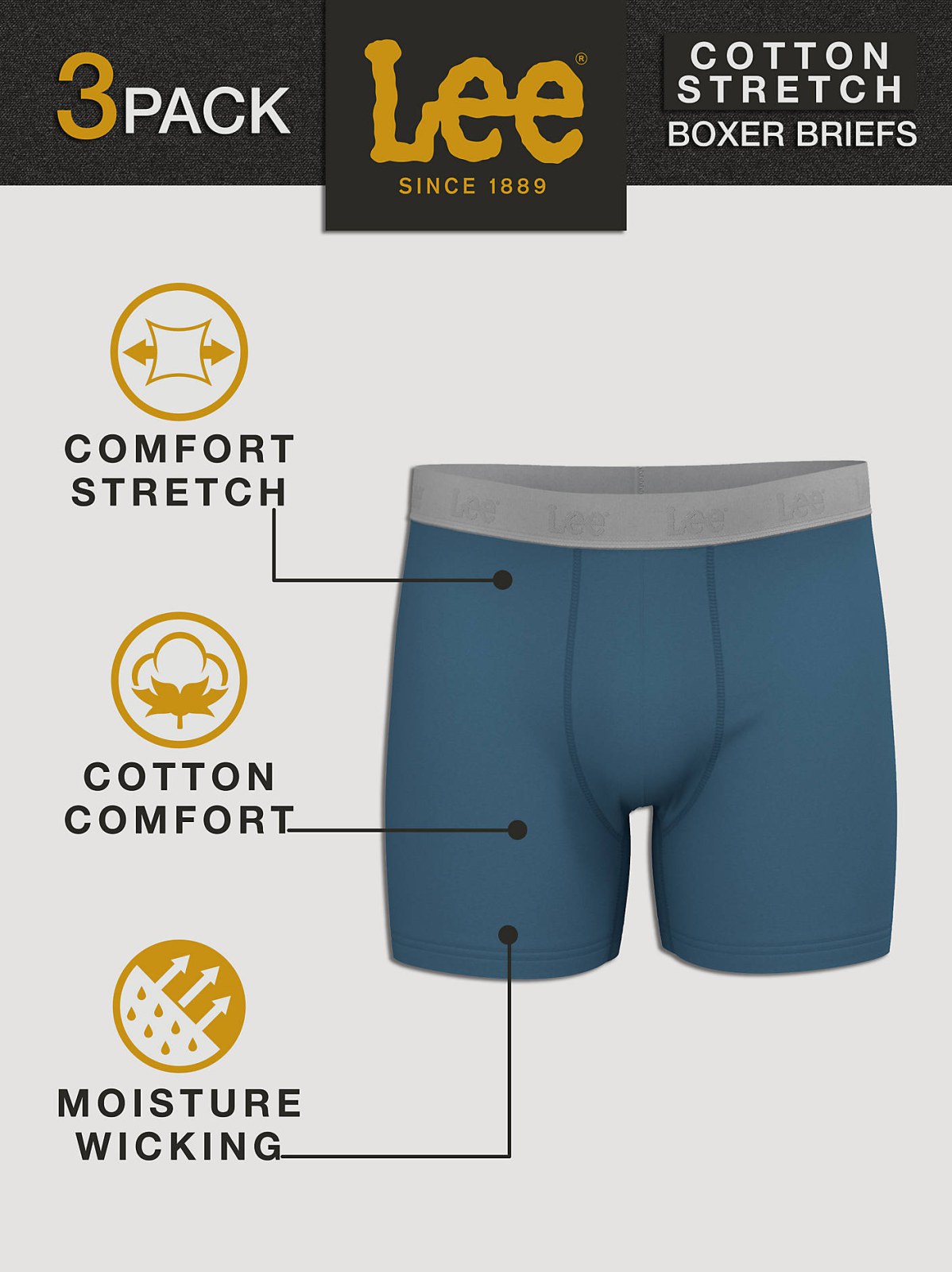 Men's 3-Pack Comfort Stretch Boxer Briefs - view 8