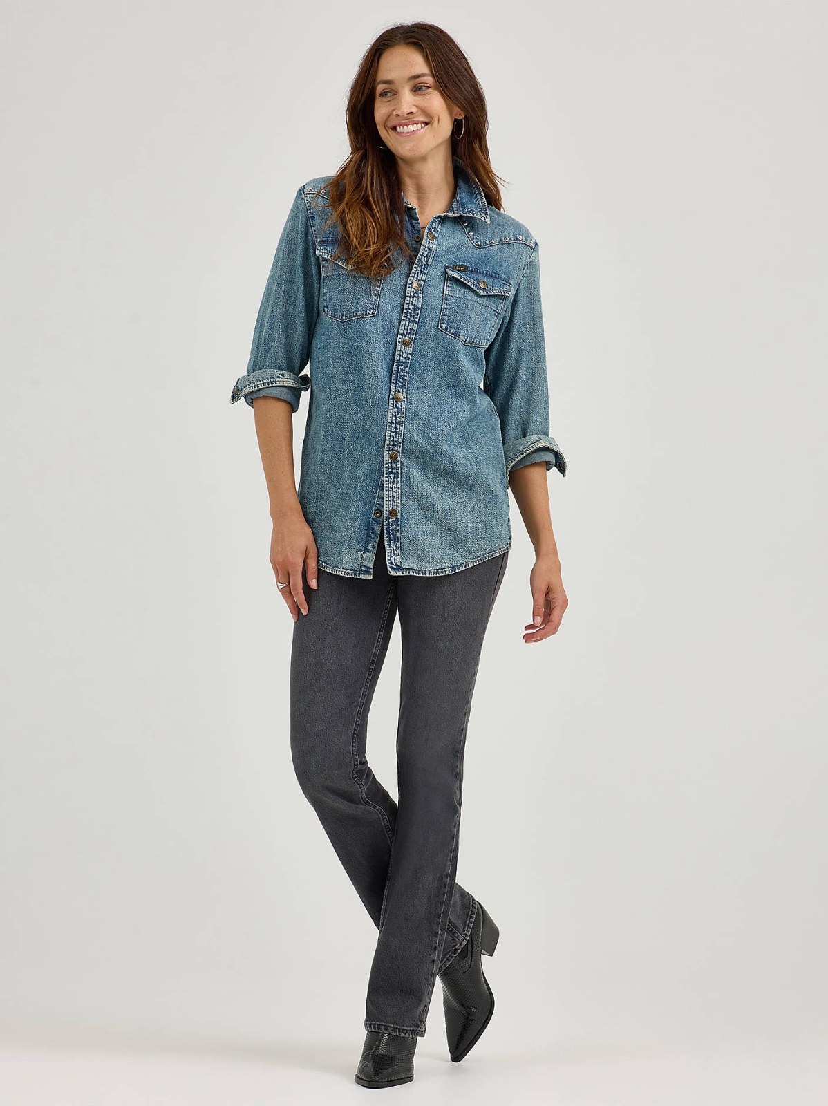 Women's Studded Working Western Denim Shirt - view 2
