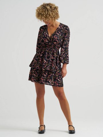 Women's Long Sleeve Floral Ruffle Dress Women's Long Sleeve Floral Ruffle Dress