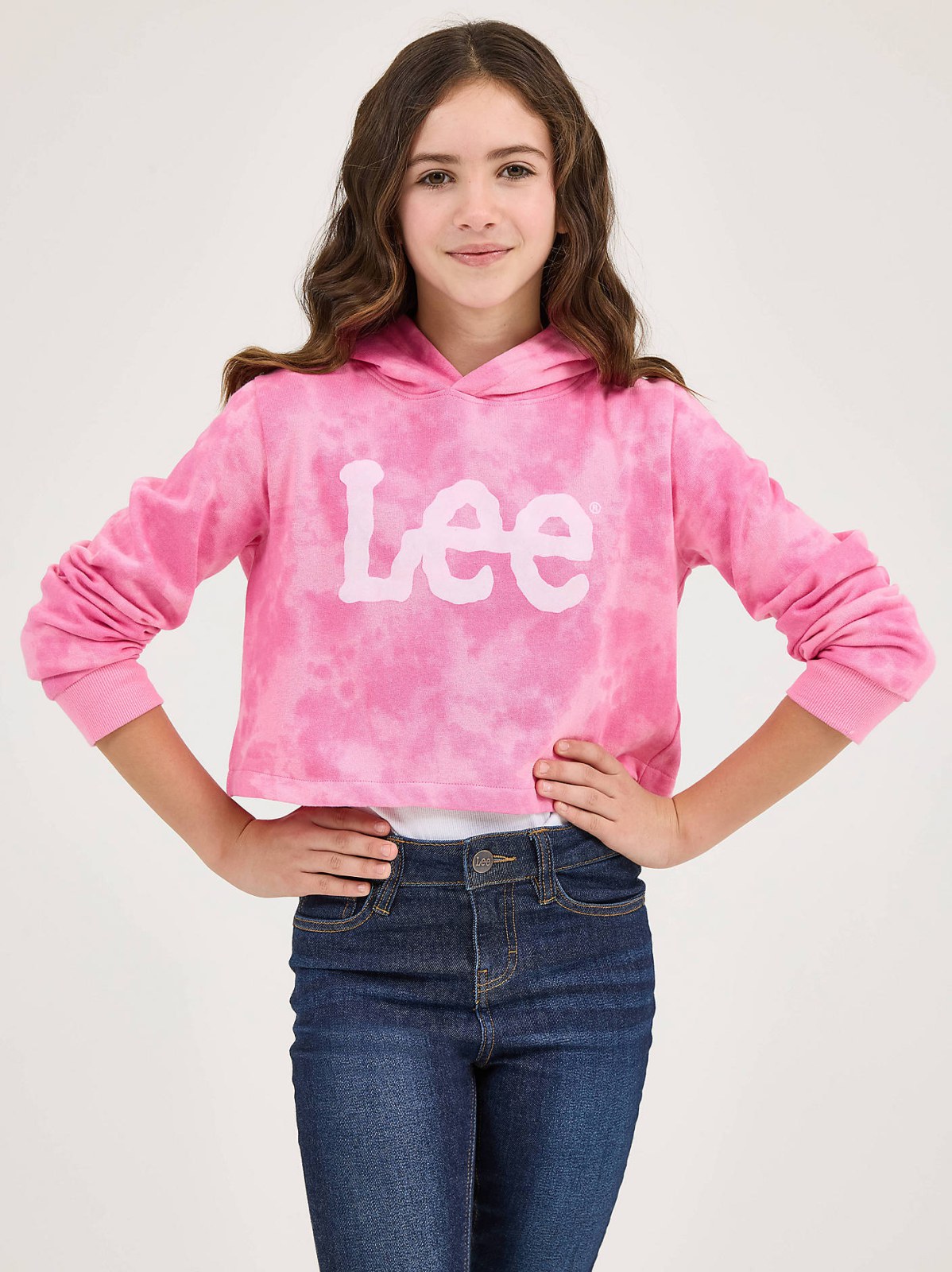 Girl's Tie Dye Crop Logo Hoodie
