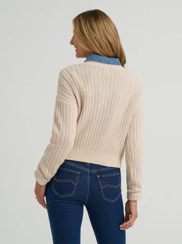 Women's V-Neck Plaited Sweater — alternate view