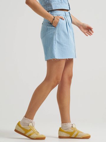 Women's Pleated Denim Skirt