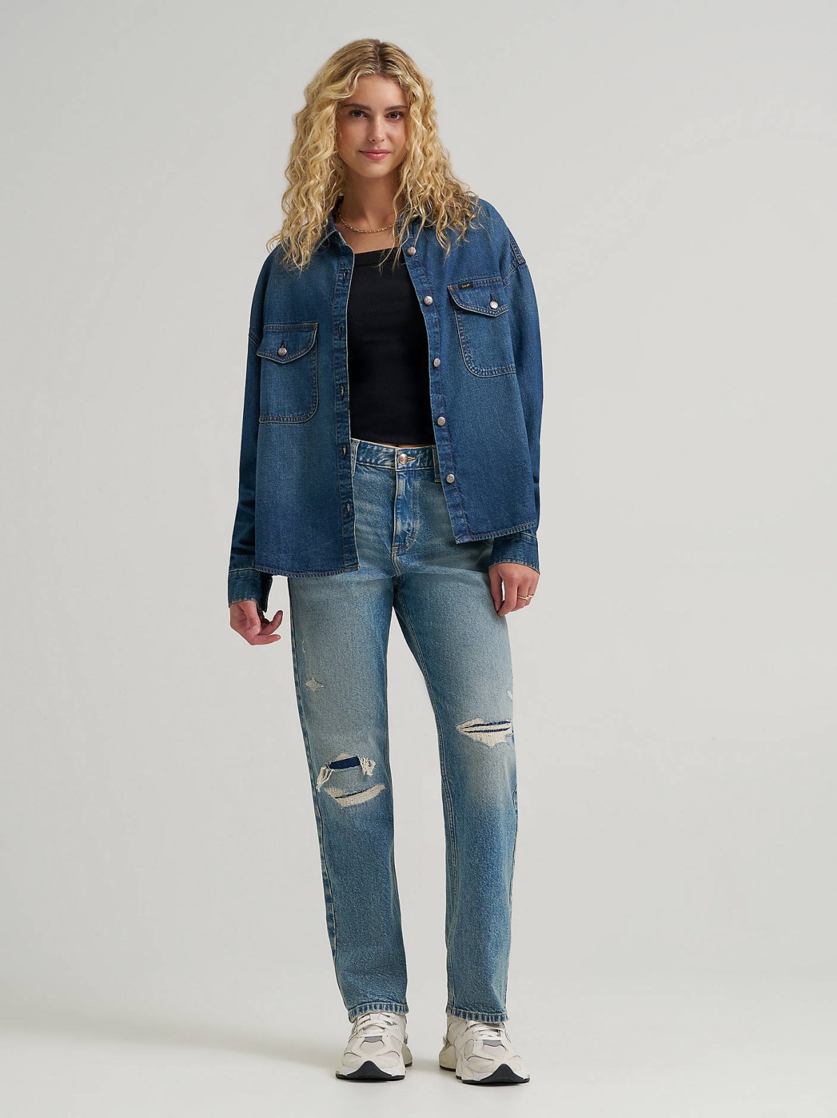 Women's Swing Back Denim Button Down Shirt - view 3