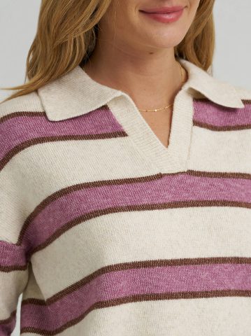 Women's V-Neck Stripe Sweater