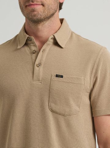 Men's Lightweight Waffle Knit Polo Shirt