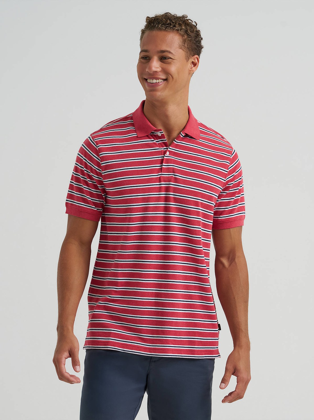 Men's Stripe Mini Pique Polo Shirt