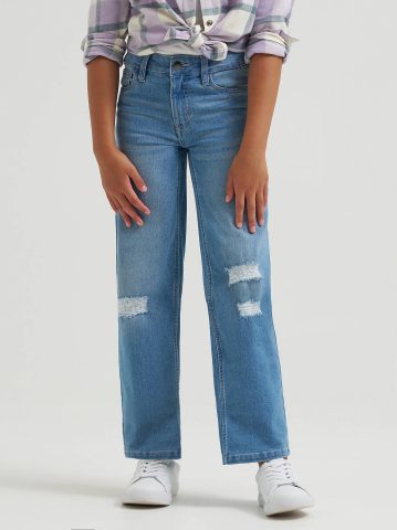Girl's Distressed Wide Leg Jean — alternate view