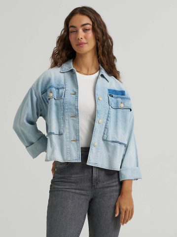 Women's Oversized Double Pocket Utility Overshirt