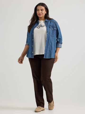 Women's Wrinkle Free Relaxed Fit Straight Leg Pant (Plus)